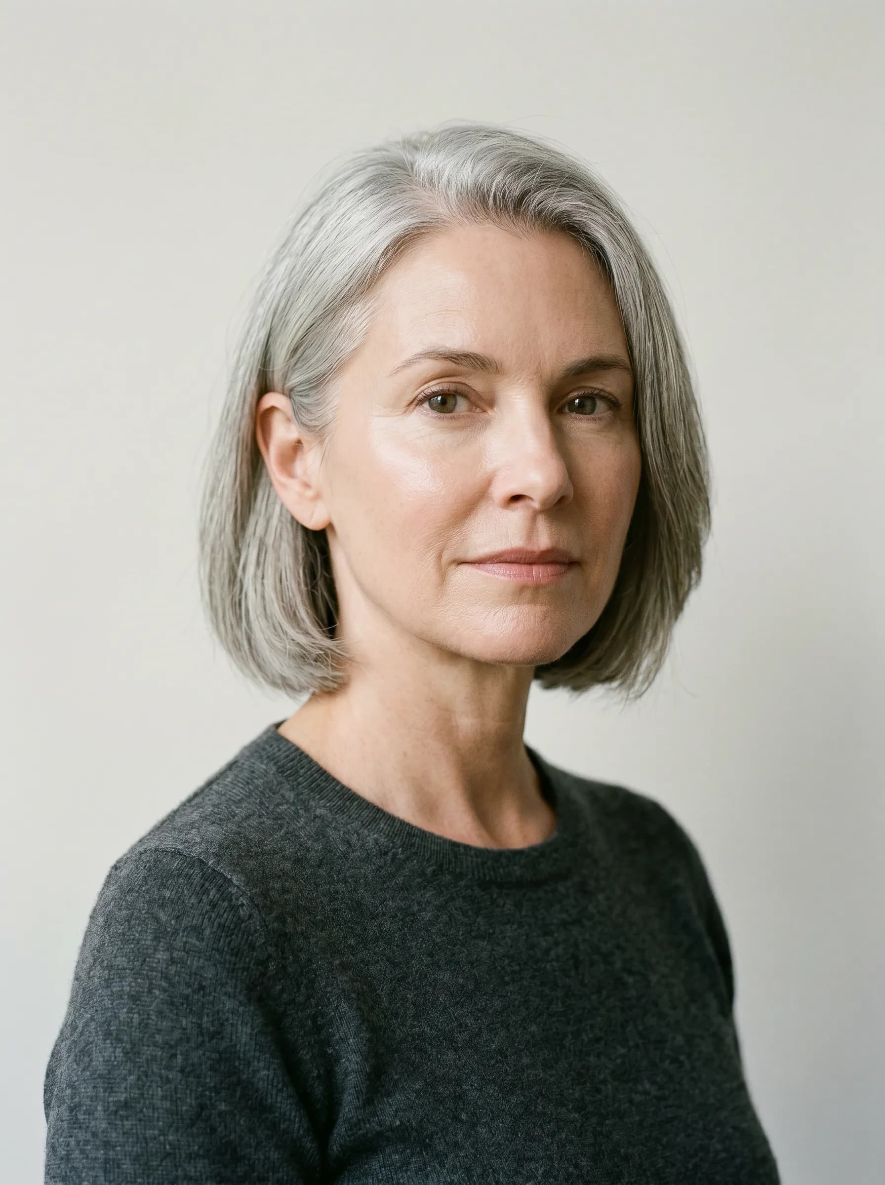 Editorial reconstruction of Joelle twelve months into menopause hormone therapy with restored skin tone